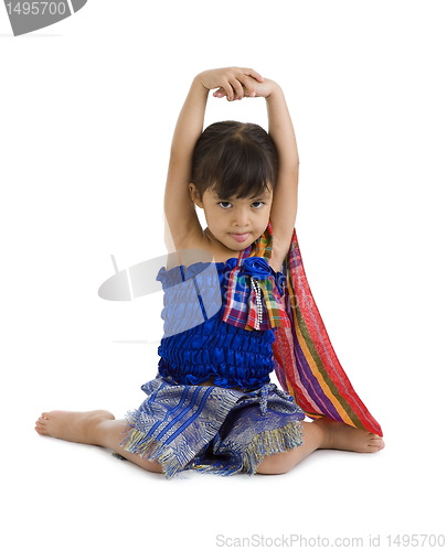 Image of little girl with arms up und tongue out