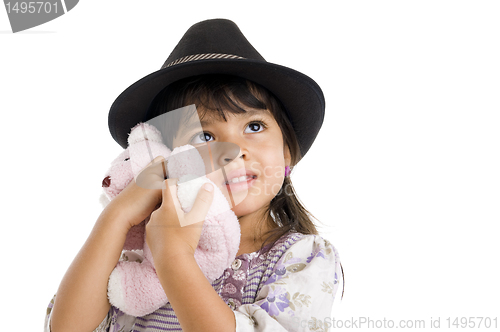 Image of cut girl hugging teddy bear