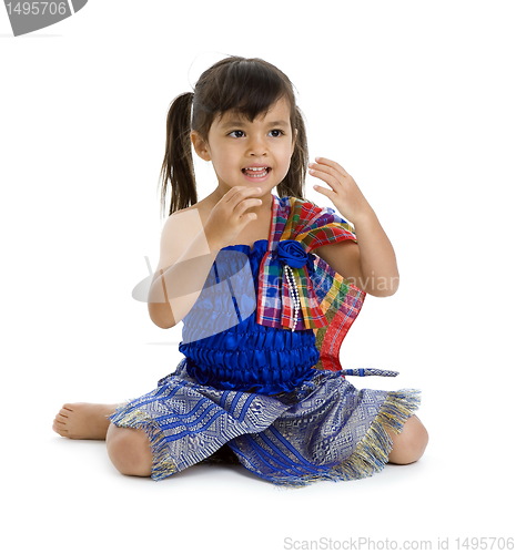 Image of cute girl in traditional asian clothes