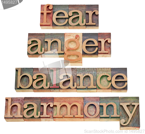 Image of fear, anger, balance, harmony