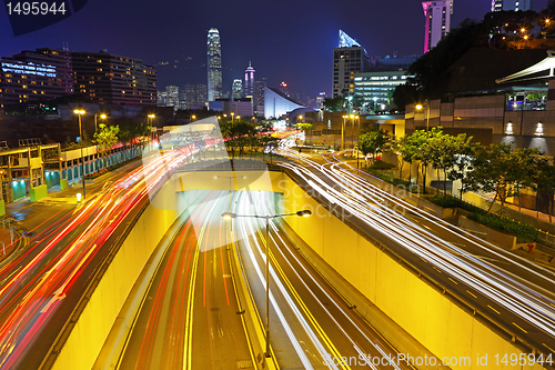 Image of traffic in city at night