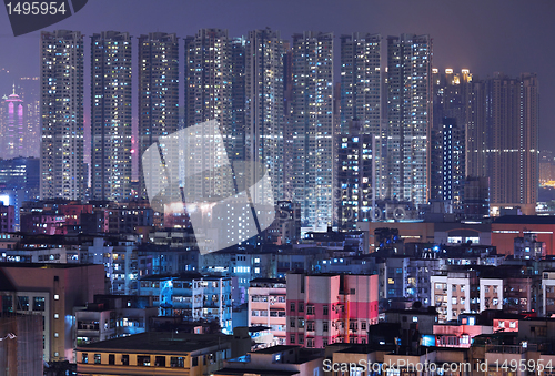 Image of building at night in Hong Kong