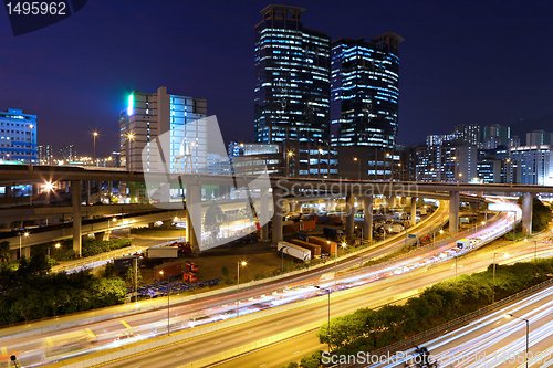 Image of traffic in city at night