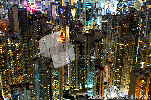 Image of buildings at night in Hong Kong