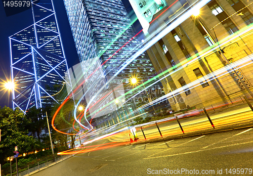 Image of traffic in city at night