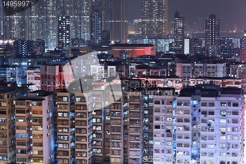 Image of building at night in Hong Kong