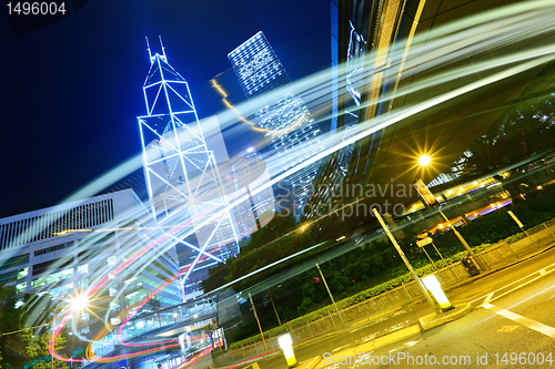 Image of traffic in city at night