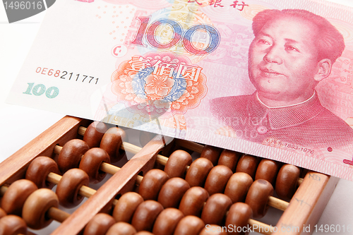 Image of abacus and china money banknote