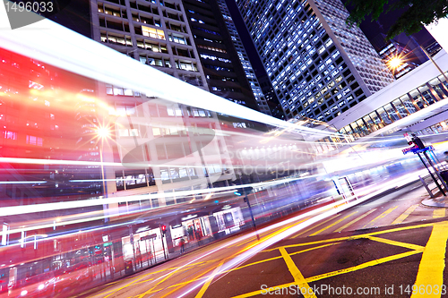 Image of traffic in city at night
