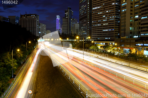 Image of traffic in city at night