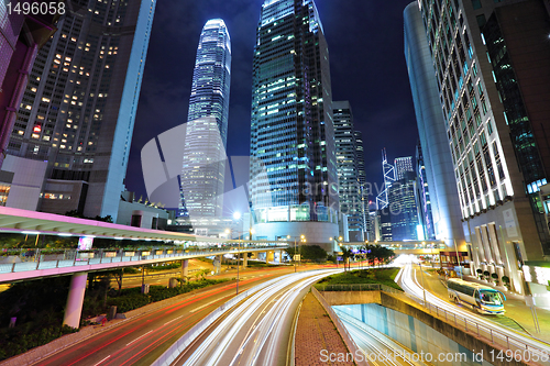 Image of traffic in city at night