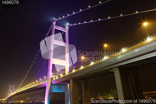 Image of night scene of Tsing Ma bridge