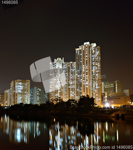 Image of Hong Kong public housing and river