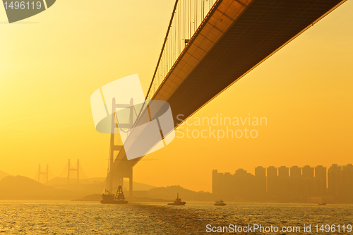 Image of tsing ma bridge in sunset