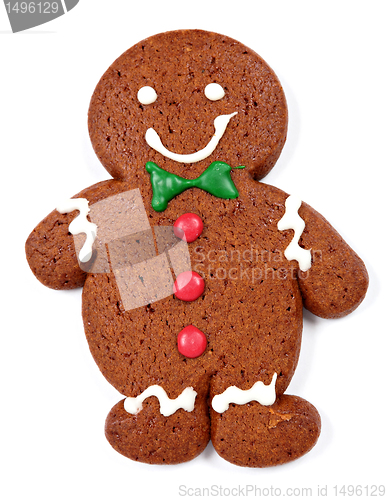 Image of Gingerbread man cookie over white background