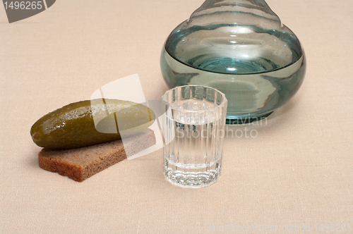 Image of Vodka and snack.