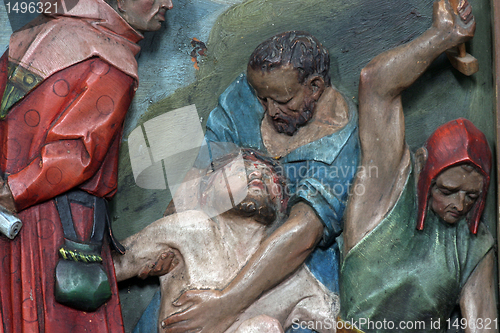 Image of 11th Stations of the Cross, Crucifixion: Jesus is nailed to the cross