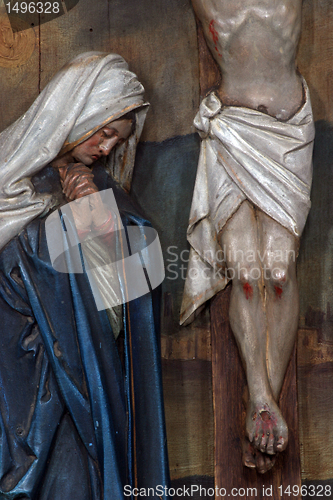 Image of Virgin Mary under the Cross, 12th Stations of the Cross, Jesus dies on the cross