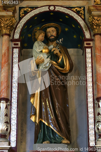Image of Saint Joseph holding baby Jesus