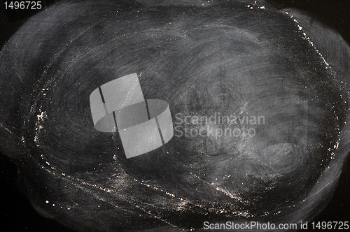 Image of Blank blackboard with white chalk eraser smudges