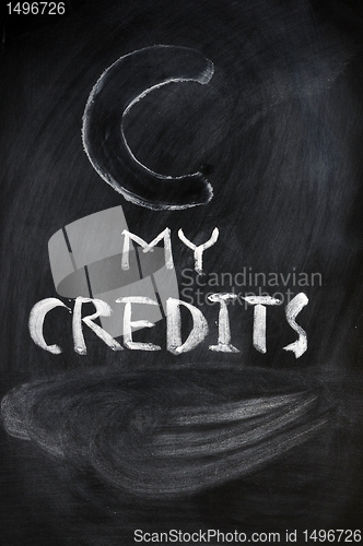 Image of Credits sign on a blackboard