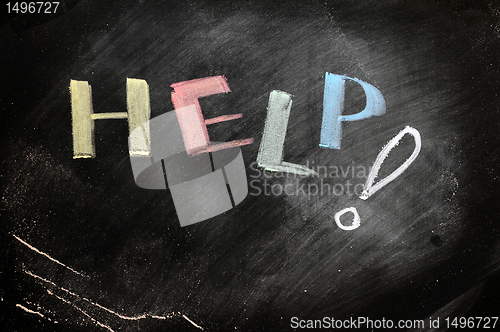 Image of Help written with chalk