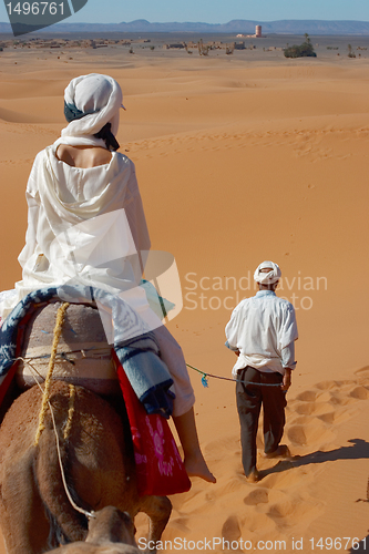 Image of caravan of tourists in desert