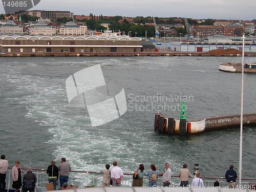 Image of Ship leaving Helsingborg in Sweden.