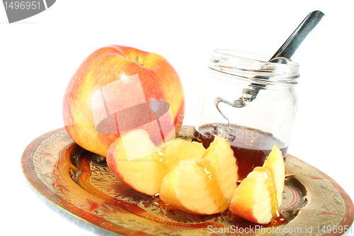 Image of apple with Honey jar