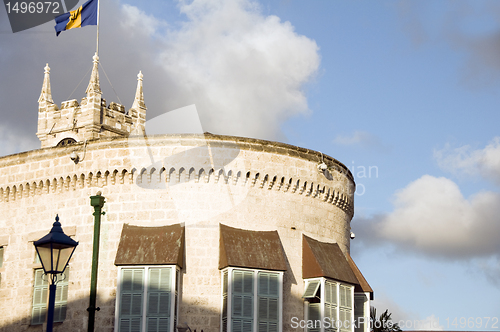 Image of Parliament building Gothic architecture national flag Bridgetown