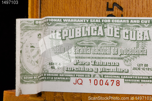 Image of Sticker on box of Cuban cigars