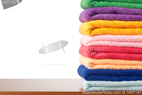 Image of Stack of colorful microfiber towels