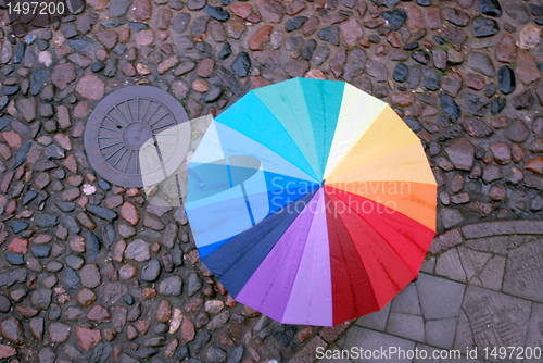 Image of Rainbow-colored umbrella 