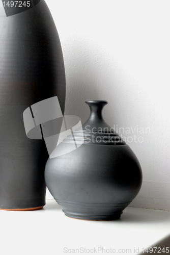 Image of Black pottery vases 