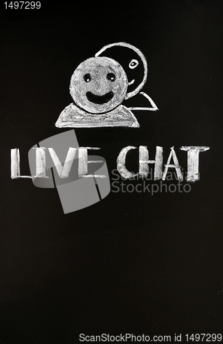 Image of Live chat button with human figures drawn with chalk