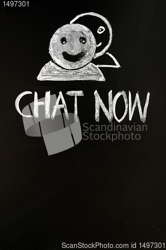 Image of Chat online button with human figures drawn with chalk