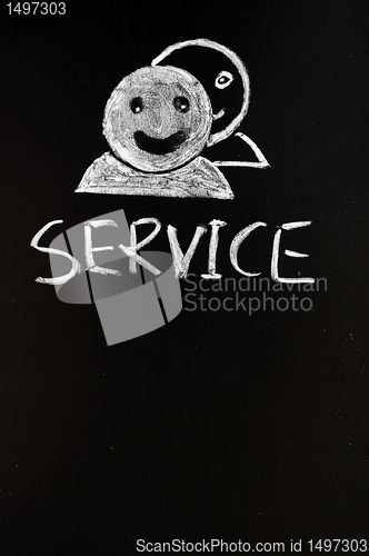 Image of Service center with human figures drawn with chalk