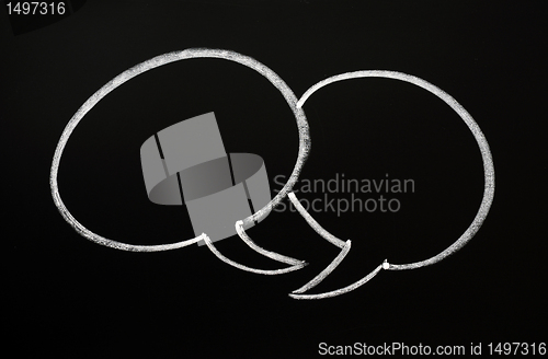 Image of Two speech bubbles on a blackboard