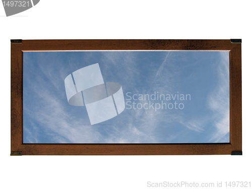Image of sky in wooden frame