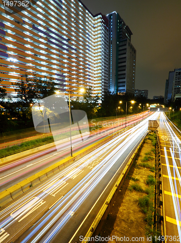 Image of traffic in city at night