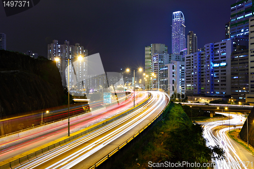 Image of traffic in city at night