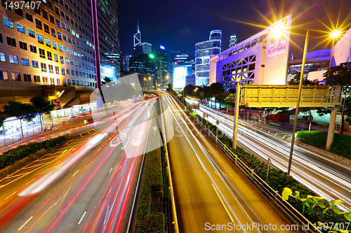 Image of traffic in city at night