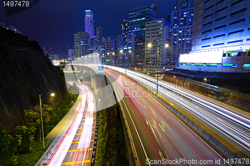 Image of traffic in city at night