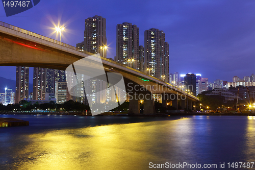 Image of bridge over the sea in Hong Kong