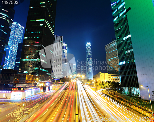 Image of traffic in city at night