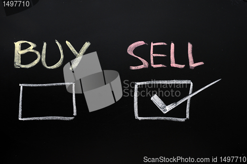 Image of Buy or sell check boxes on blackboard