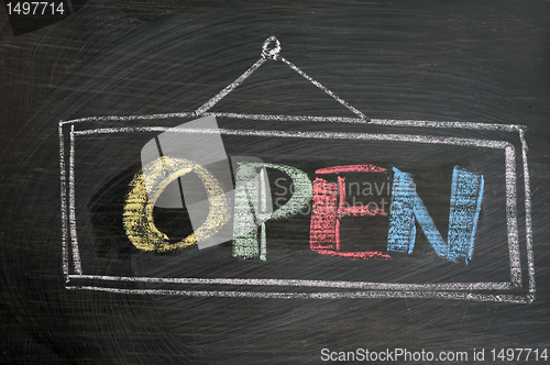 Image of Open - word written on blackboard