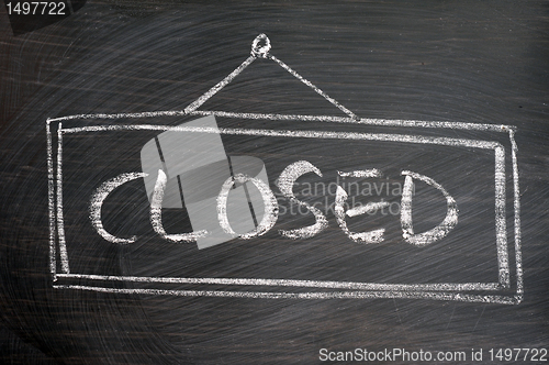 Image of Closed - word written on blackboard