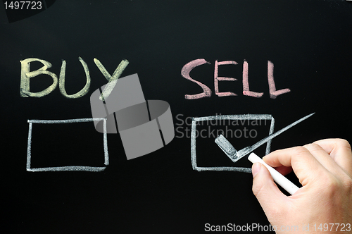 Image of Buy or sell check boxes on blackboard