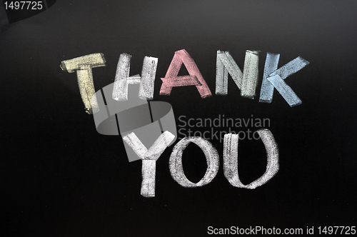 Image of Thank you - text written with chalk on blackboard